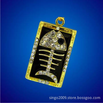 Fish Bone Jewelry Key Chain USB Flash Drive